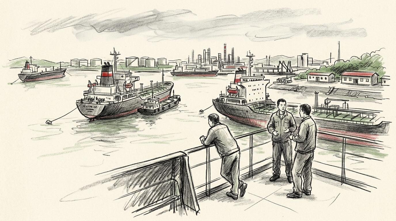 Illustration zu: Lange Wartezeiten beim Tanken: Engpässe am chinesischen Bunkerknotenpunkt Zhoushan