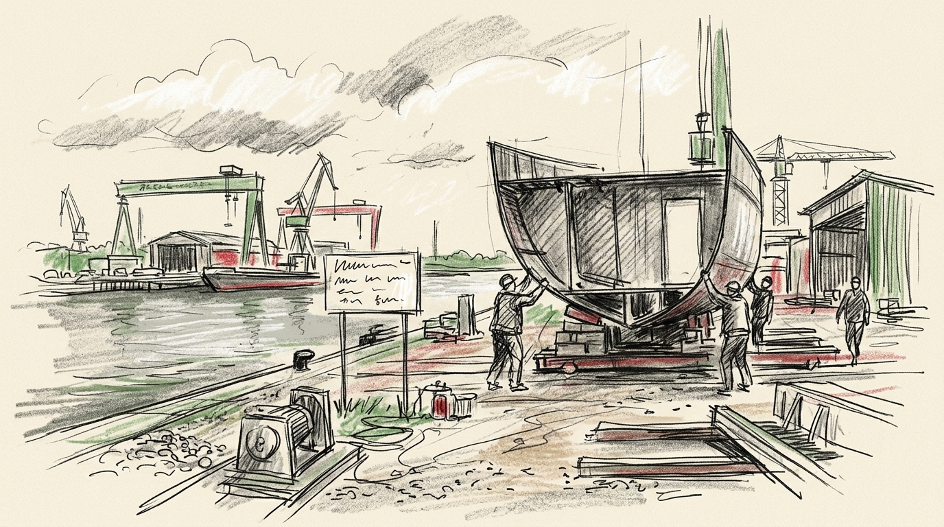 Illustration zu: Kiellegung für drittes Flottendienstboot der Klasse 424 in Wolgast