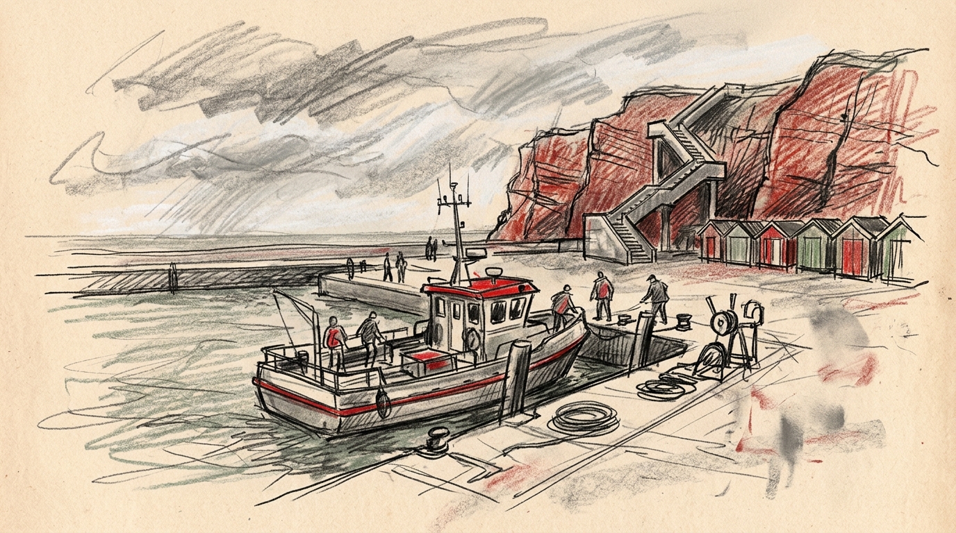 Illustration zu: Komplizierter Rettungseinsatz vor Helgoland bei stürmischem Seegang