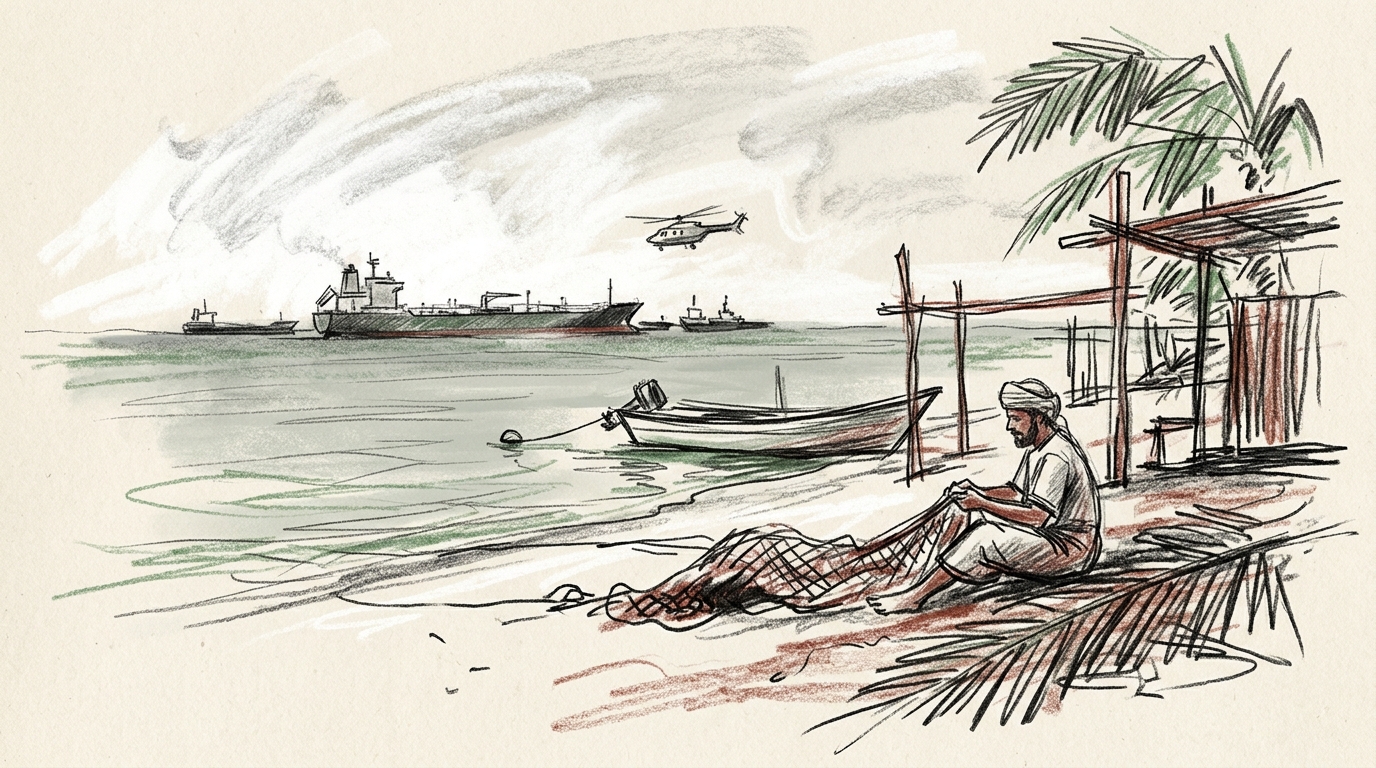 Illustration zu: Bergungsarbeiten am havarierten Tanker vor der Küste Omans angelaufen