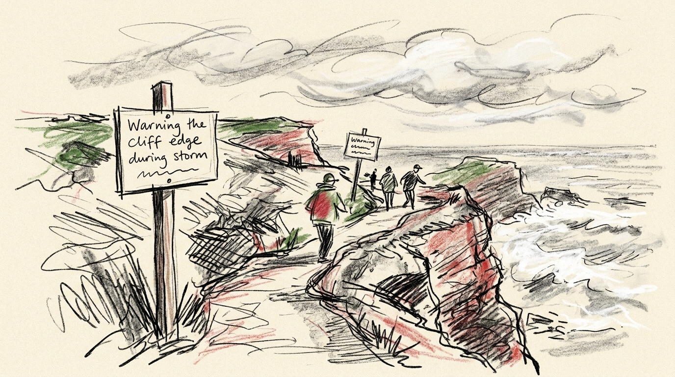 Illustration zu: Feuerwehr Helgoland warnt vor Betreten des Klippenrandwegs bei Sturm