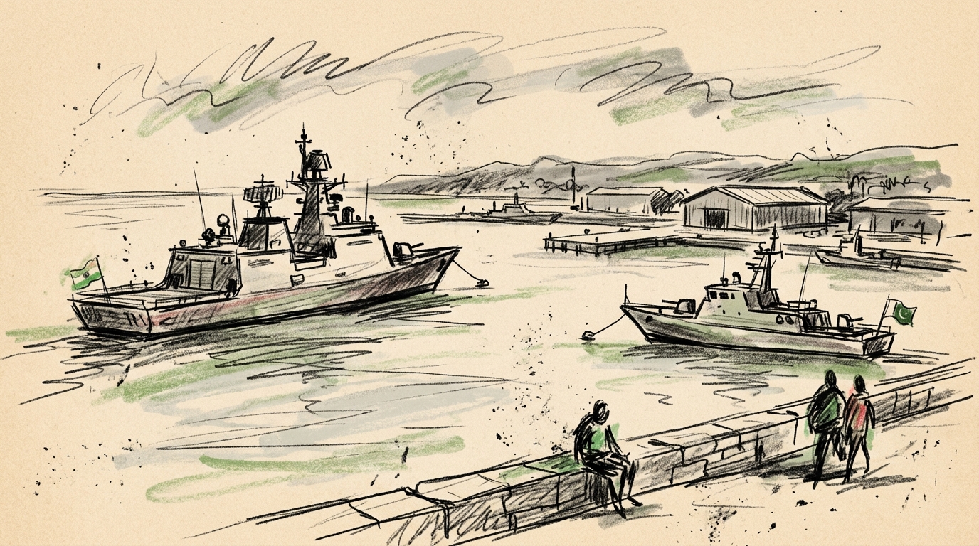 Illustration zu: Zwischenfall im Arabischen Meer: Indisches Kriegsschiff kollidiert mit pakistanischem Patrouillenboot